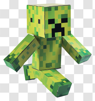 Minecraft - Pixelated Green Game Character Model Transparent PNG