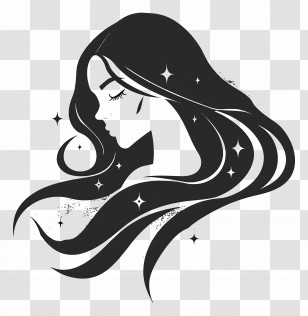 Girl Logo - Stylized Woman With Flowing Hair Illustration Transparent PNG