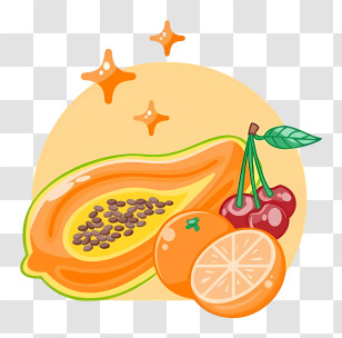 Fruits - Papaya And Assorted Fruits Transparent PNG