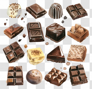Chocolate - Selection Of Assorted Chocolate Pieces Transparent PNG