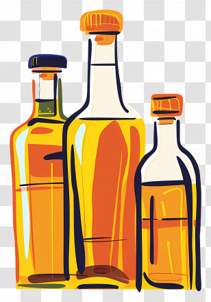 Cooking Oil - Colorful Glass Bottles Transparent PNG
