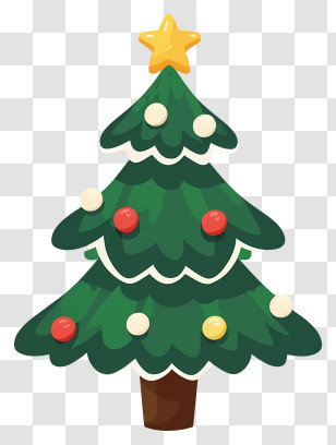 Based On The Description - Decorated Christmas Tree With Star Top Transparent PNG