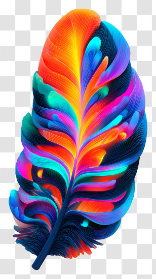 Iridescent Feather - Vibrant Rainbow Feather Illustration Transparent PNG