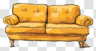 Sofa - Yellow Sofa Illustration Transparent PNG
