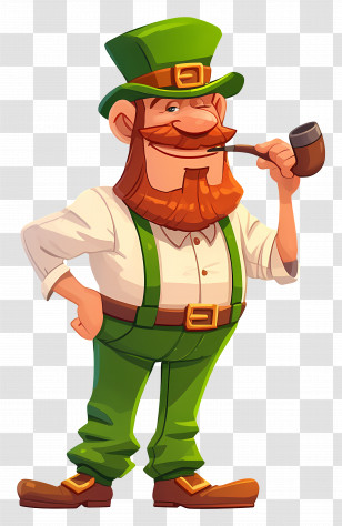 Leprechaun - Leprechaun With Pipe In A Green Outfit Transparent PNG