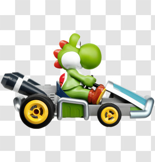 Cartoon Character - Green Dinosaur Racing In Kart Transparent PNG