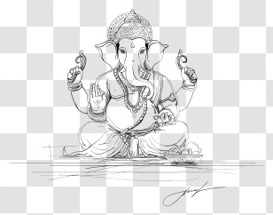 Happy Ganesh Chaturthi - Ganesha Sketch Drawing Transparent PNG