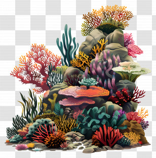Nature Background - Colorful Coral Reef Illustration Transparent PNG