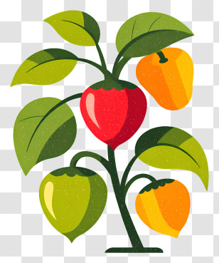 Mexican Pepper - Vibrant Fruit Plant With Colorful Produce Transparent PNG