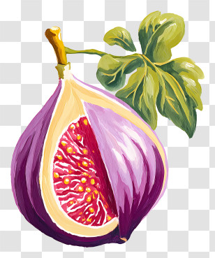 Fig - Vibrant Fig With Leaf Illustration Transparent PNG