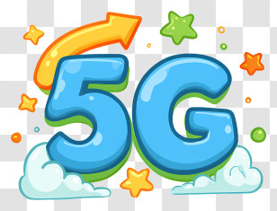 5g Text - 5G Symbol With Clouds And Stars Transparent PNG