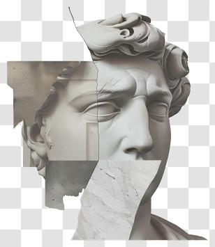 Collage Like Greek Head - Fragmented Classical Statue Transparent PNG