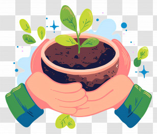 Hand Holding Plant - Growing Sapling In Hands Art Transparent PNG