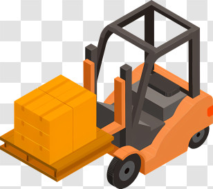 Cartoon - Forklift Carrying Stacked Boxes Transparent PNG
