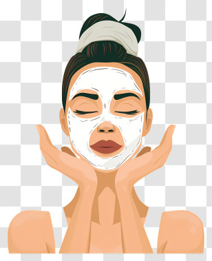 Woman Applying Mask - Woman With Beauty Face Mask Transparent PNG