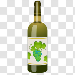 Red Wine - Green Wine Bottle With Grape Label Transparent PNG