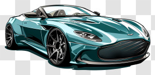 Aston Martin V12 Speedster - Teal Sports Car Illustration In Sleek Style Transparent PNG