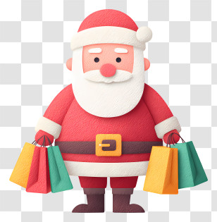 Santa Claus Holding Shopping Bags - Santa Carrying Shopping Bags Transparent PNG
