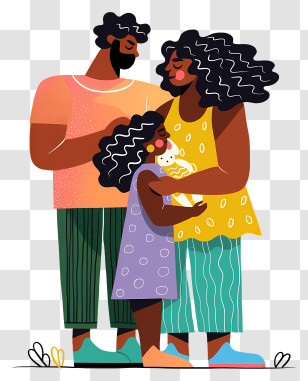 African American Family - Happy Family Cartoon Illustration Transparent PNG
