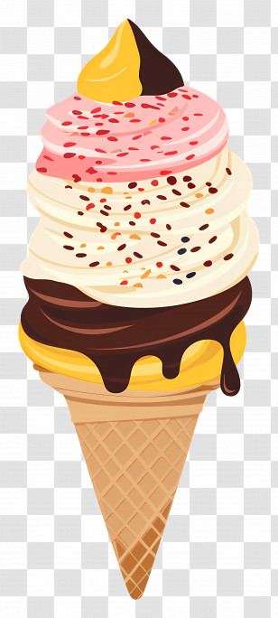 Gelato - Stacked Ice Cream Cone With Sprinkles Transparent PNG