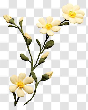 White Flower - Yellow And Cream Flowers On A Branch Transparent PNG