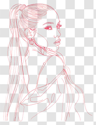 Ariana Grande - Red Line Art Of A Woman Transparent PNG
