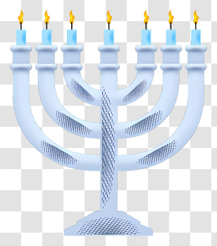 Hanukkah Menorah - Blue Hanukkah Menorah With Candles Transparent PNG