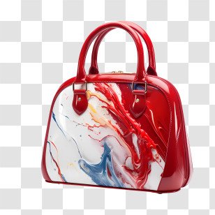 Handbag Day - Stylish Red And White Abstract Handbag Illustration Transparent PNG