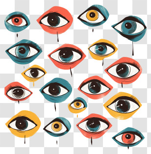 Googly Eyes - Colorful Artistic Eyes Design Transparent PNG