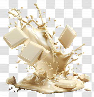 White Chocolate - White Chocolate Splash With Cubes Transparent PNG
