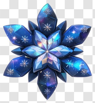 Winter Star Night - Blue Crystal Snowflake Ornament Transparent PNG