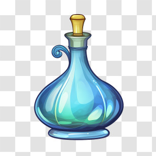 Magic Potion - Elegant Blue Glass Bottle With Stopper Transparent PNG