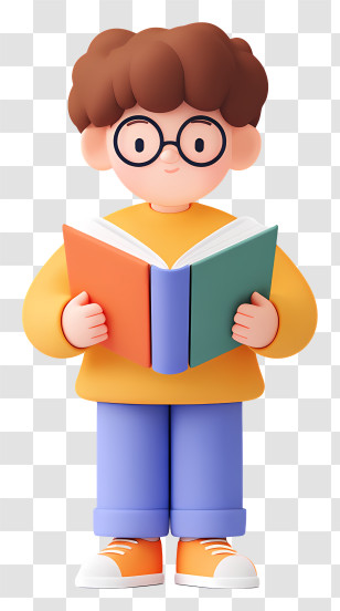Student Reading Books - Cute Boy Reading Book Transparent PNG