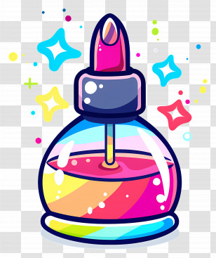 Nail Polish - Colorful Nail Polish Bottle With Sparkles Transparent PNG