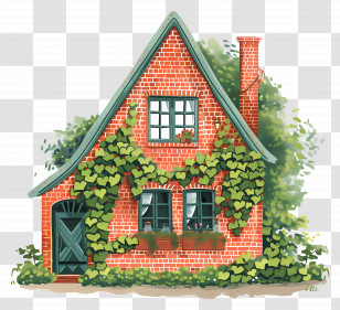 Brick House - Brick House Covered With Ivy Transparent PNG