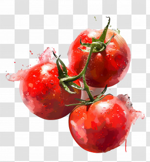 Red Tomatoes - Red Tomatoes On A Vine Illustration Transparent PNG