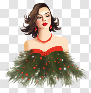 Minimalized Flat Vector Illustrate - Elegant Woman In Festive Holiday Attire Transparent PNG