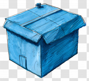 Cardboard Box - Blue Hand-Drawn Cardboard Box Illustration Transparent PNG