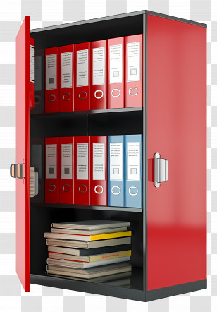 Office Cupboard - Red File Cabinet With Folders And Books Transparent PNG