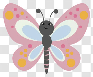 Pink Butterfly - Adorable Pink Butterfly Illustration Transparent PNG