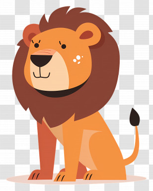 Cartoon Lion - Adorable Cartoon Lion With Majestic Mane Transparent PNG