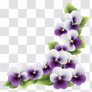 Viola Border - Cluster Of Purple And White Pansies Transparent PNG