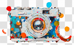 Oil Painting - Colorful Artistic Camera Illustration Transparent PNG