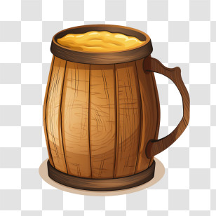 Oktoberfest - Rustic Wooden Beer Mug Filled With Ale Transparent PNG