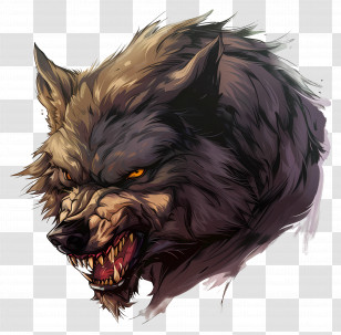 Werewolf - Fierce Wolf Head Illustration With Intense Stare Transparent PNG
