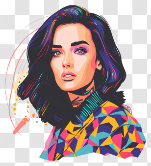 Katy Perry - Colorful Pop Art Woman Portrait Transparent PNG