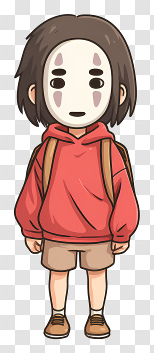 Cute Little Girl - Masked Character In Red Hoodie With Backpack Transparent PNG