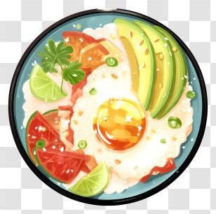 Burrito Bowl - Colorful Breakfast Plate With Egg And Avocado Transparent PNG
