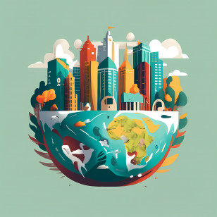 World Habitat Day - City And Earth Illustration Transparent PNG