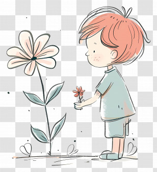Child With Flower - Child Holding A Flower Transparent PNG
